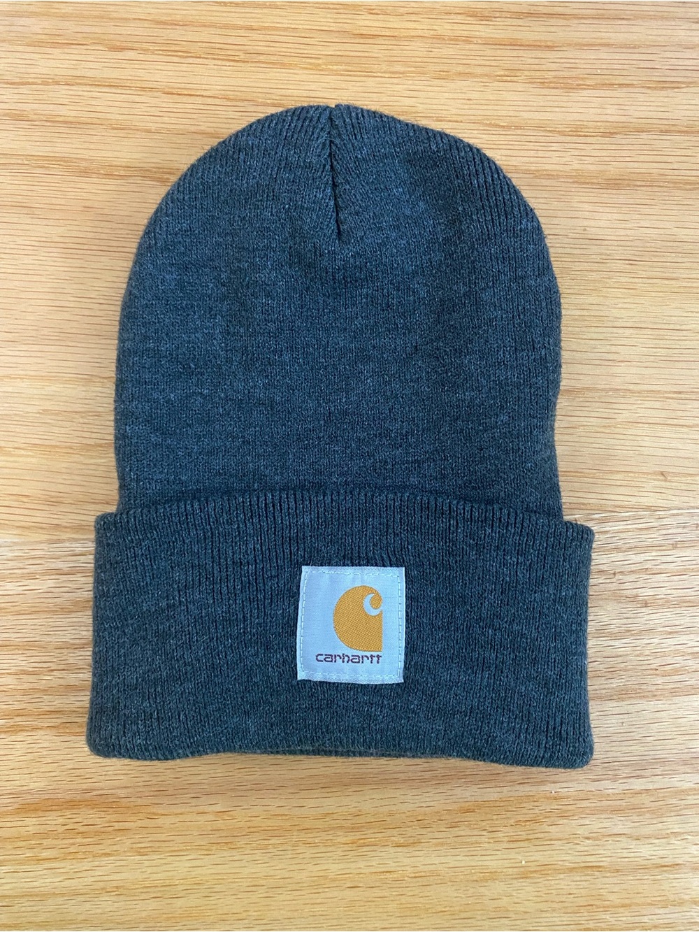 Carhartt Dark Gray Beanie with Gold Logo Patch